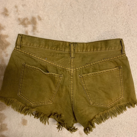 Free People olive green denim shorts - Picture 2 of 3